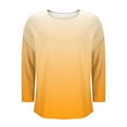 thumbnail image 5 of Gamivast Summer Linen Tops for Women Fashion Gradient Color Casual Long Sleeve Shirts Womens Tops Crew Neck Blouses Vacation Casual Beach Shirts Yellow L Womens Recent I have Placed, 5 of 5