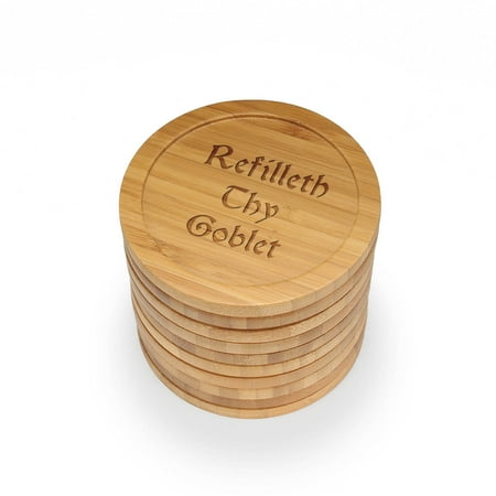 

BambooMN - Laser Engraved Coasters - Dark Ales Phrases - Round - Refilleth Thy Goblet - 10 Pcs