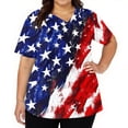 thumbnail image 3 of 4th of July Scrub Tops Women Loose V Neck USA Flag Print Scrubs Short Sleeve USA 250th Anniversary Patriotic Scrub Shirts Medical Nurse Workwear Nursing Uniform with Pockets Dark Blue L, 3 of 5