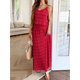 thumbnail image 5 of Conjunto de 2 Piezas para Mujer, Estilo Casual, con Falda Larga y Tirantes para Salir A la Playa. Rojo XL, 5 of 7