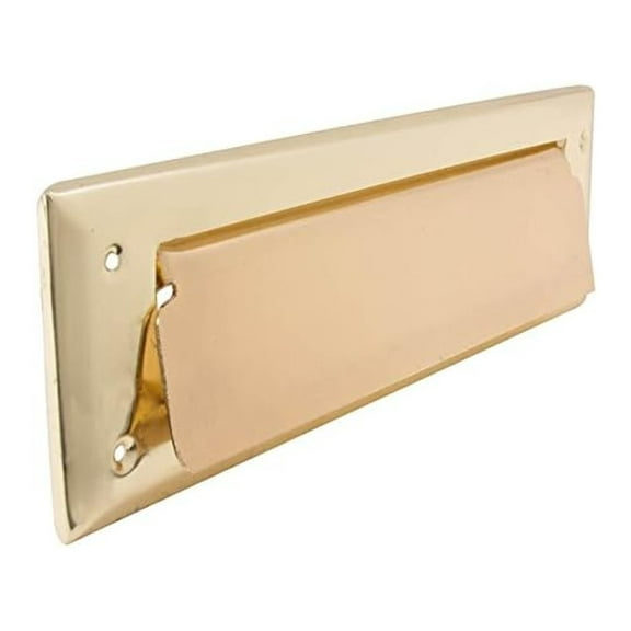 Mailbox Slot - 10” x 3” Brass Finish - with Screws - Front Door Mail Delivery - Durable Metal Letter Slot - Home Mailbox Replacement - Postal Mail Drop