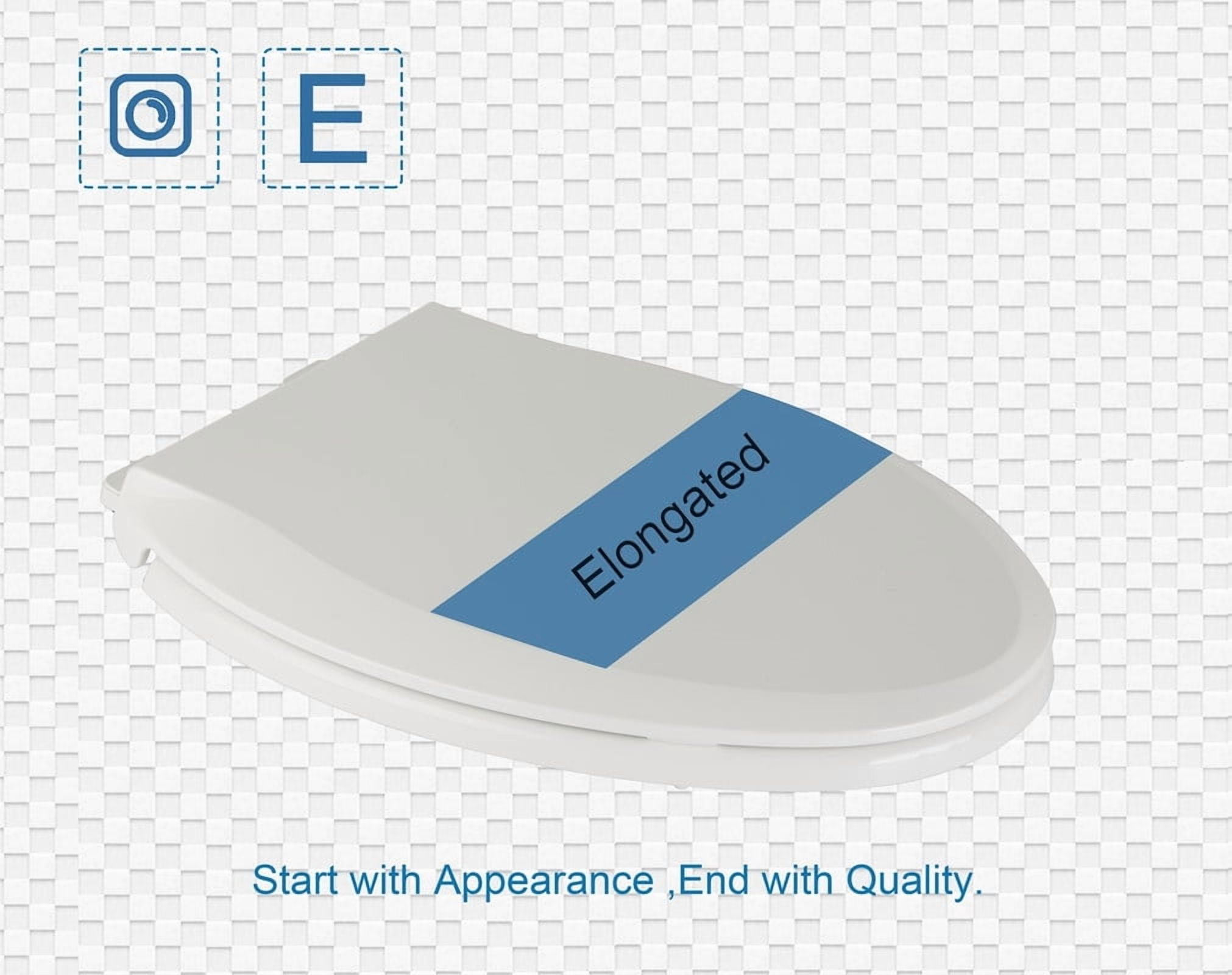 Auktopt Elongated Toilet Seat, Slow Close, Durable PP, Easy Clean Hinge, Universal Fit, White