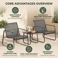 thumbnail image 4 of Lofka 3-Piece Patio Furniture Set with Coffee Table for Garden| Balcony| Bistro, Textilene,Black, 4 of 11
