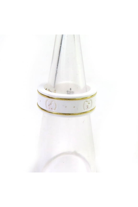 Pre-Owned GUCCI Icon Ring, 18K White Gold, Ceramic, 4.5g, Made in Italy, Approx....