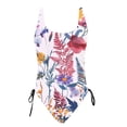 thumbnail image 5 of Busydd Womens Swimsuits Fashion Square Neck Monokini Swimsuits Hawaiian Tropical Floral Print Tummy Control Swimwear High Waisted Halter Beachwear Modest Full Coverage Tie Side One Piece Swimsuit, 5 of 6