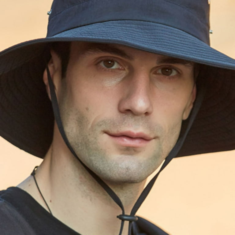 BallsFHK Sun Hat for Men Solid Colour Breathable Wide Brim Bucket Hat Sun  Hat for Fishing Hiking Garden Safari Beach