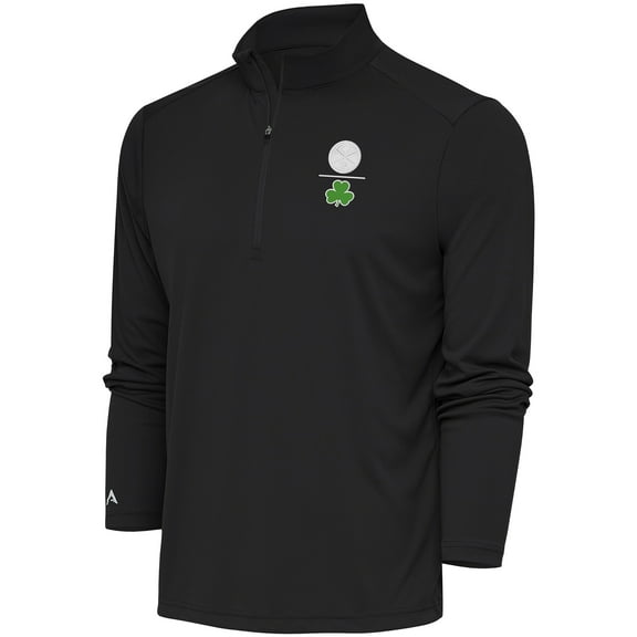 Men's Antigua  Charcoal Denver Nuggets Shamrock Tribute Quarter-Zip Pullover Top