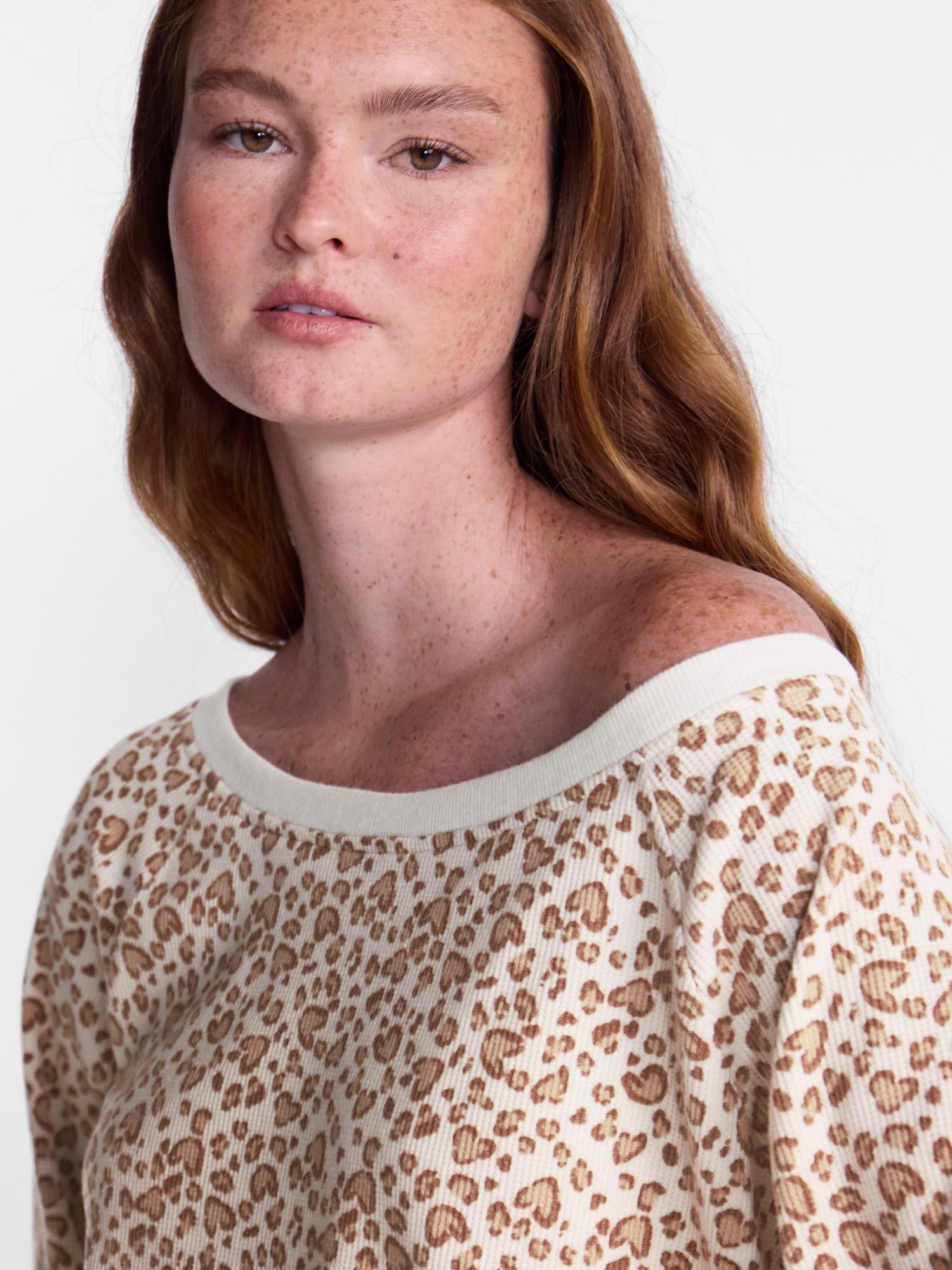 No Boundaries Waffle Knit Sleep Top, Women’s and Women’s Plus XS-2X