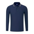 thumbnail image 6 of Men's Pique Cotton Interlock Color Long Sleeve Polo Work Shirt, 6 of 12