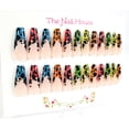thumbnail image 2 of Animal Print Brights French Manicure Glossy Coffin Press-on Nails by The Nail House NH - 24 Pieces, 2 of 3