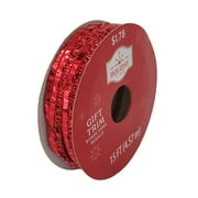 Holiday Time Red Metallic Mesh Ribbon Trim, 5 Yards, PET; Polyester; Iron