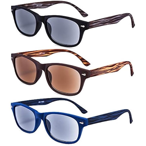 ZLCB 3 Pack Unisex Classic of Style Sunglasses Readers Outdoor Reading Glasses for Men and Women 3.00 - Not Bifocals