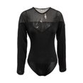 thumbnail image 3 of GHSOHS Round Neck Long Sleeve Bodysuits for Women See Through Mesh Lingerie Leotards Thong Jumpsuit Stretchy Basic Tops Shirt, 3 of 5