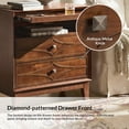 thumbnail image 4 of 3-Drawer Modern Nightstand with Open Compartment Charging Station Metal Knob for Bedroom Walnut, 4 of 9