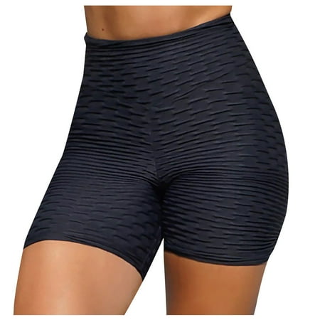 IDALL Body Shaper Tummy Control Yoga Pants Women Workout Shorts Women Women High Waist Hip Stretch Running Fitness Yoga Pants Wrinkled Biker Shorts Shapewear Shorts Black XL
