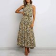thumbnail image 1 of Vestido sin mangas para mujer, cuello halter, dobladillo con volantes, vestido largo, cintura i CACAGOO Vestido largo de mujer, 1 of 7