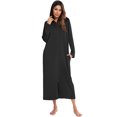 thumbnail image 4 of Camisón de invierno para mujer, bolsillo con capucha, cremallera, manga larga, bata de casa, ropa de Abanopi Negro/Medio, 4 of 7
