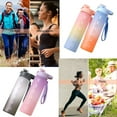 thumbnail image 7 of Sports Water Bottle with Straw,32oz,With Both Time Marker and Water Volume Marker,Leak Proof Thickened,BPA-Free,Adults and Kids Love It,Apply To Gym,Outdoor,Travel(Blue-Pink Gradient), 7 of 7