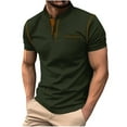 thumbnail image 2 of Vivianyo HD Men's Short Sleeve Henley Shirt Men's Patchwork Button-Up Short Sleeve Stand Collar Top Stand Collar Top/Shirt, 2 of 6