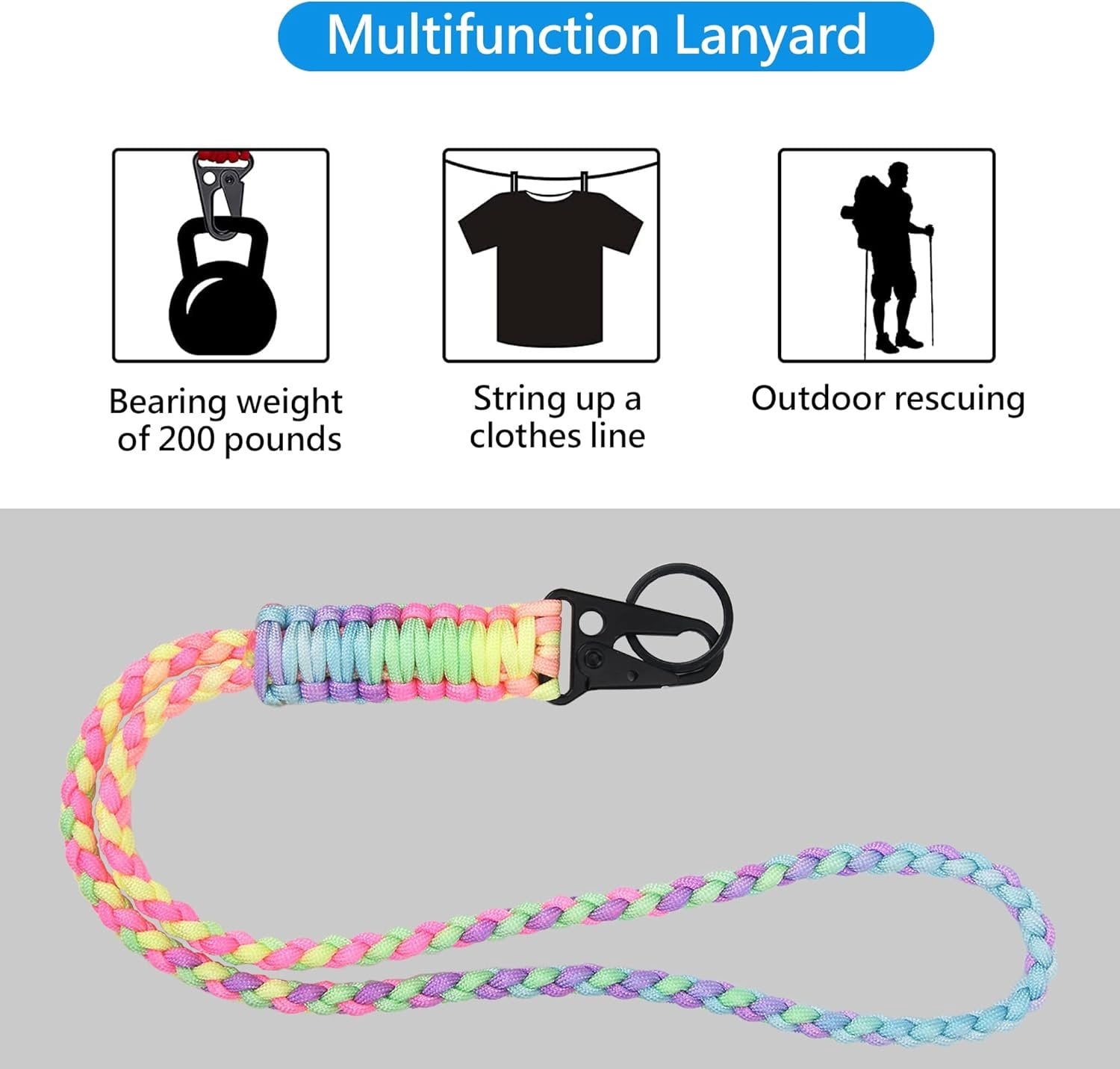 Heavy Duty Paracord Lanyard , Paracord Necklace Cell Phone  Whistles Wrist Braided Strap