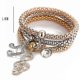 thumbnail image 3 of Pulseras multicapa - 3 pulseras de cadena de maíz en oro/plata/oro rosa para mujer, pulsera elástica en forma de corazón, 3 of 3