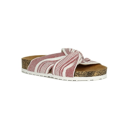 

Women Fabric Twist Knot Open Toe Cork Footbed Slide Sandal 18611