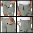 thumbnail image 4 of Weilanxin Men's Hiking Cargo Shorts Waterproof Reflective Stripe with 6 Zipper Pockets GreyGreen 2XL, 4 of 7