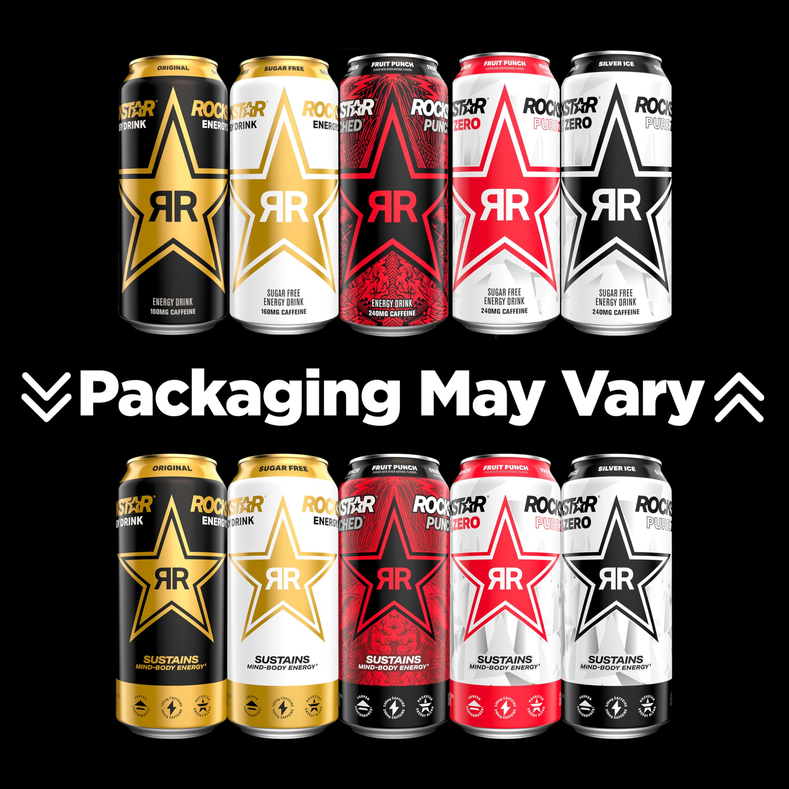 Rockstar Pure Zero Energy Drink, Fruit Punch, 0 Sugar, With Caffeine And Taurine, 16Oz Cans (12 Pack)