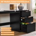 thumbnail image 5 of Joaxswe 48" Computer Desk with 3 Drawers, Fluted Wood Home Office Desk, Farmhouse PC Desk for Study, Bedroom, Black, 5 of 11