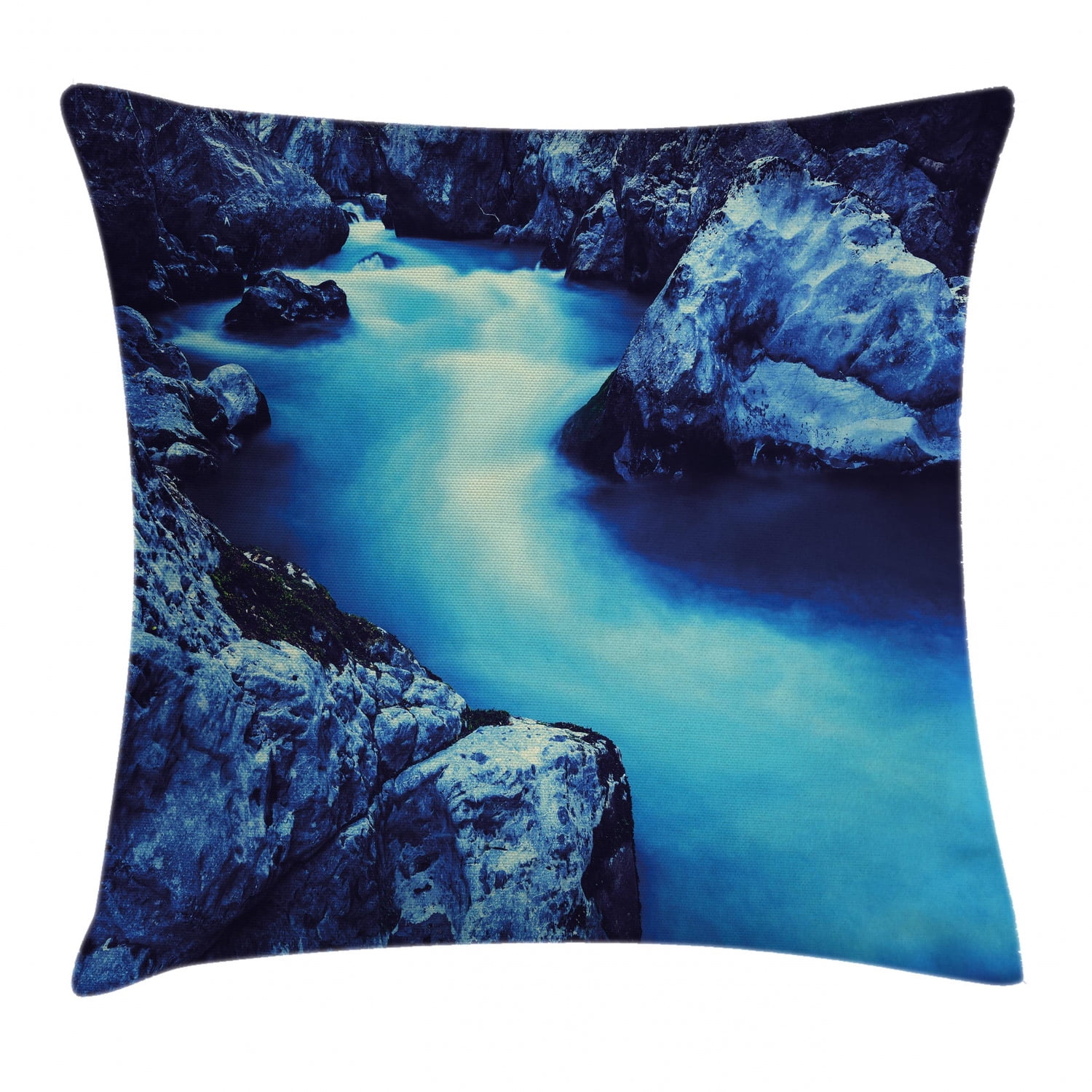Waterfall Decor Throw Pillow Cushion Cover, Frozen Dangerous Lake with