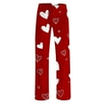thumbnail image 4 of BLTIBY Women Valentine's Day Pajama Pant Spring Autumn Love Printed Comfy Lounge Wide Leg Fashion Casual Stretch Palazzo Pj Bottoms Trousers with Pockets 2025 Red L, 4 of 4