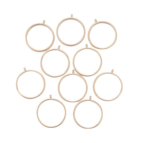 Alloy Open Back Bezel Pendants For DIY UV Resin Epoxy Resin Pressed Flower Jewelry Round Ring Light golden 32.5x28.5x4.5mm Hole: 2mm Inner Diameter: 25mm