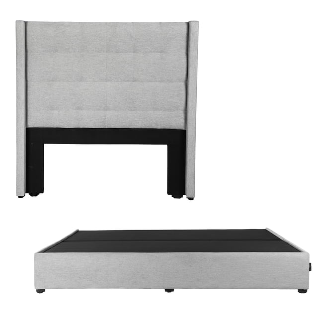 Box Base Cama King Size+ Cabecera Titan Plata