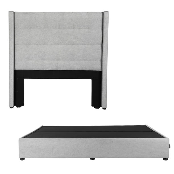 Box Base Cama King Size+ Cabecera Titan Plata
