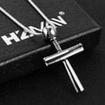 thumbnail image 4 of HZMAN Athletes Cross Necklace by Pendant Sports Stainless Steel Baseball and Baseball Bat Cross Necklace (Small Silver), 4 of 7