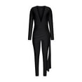 thumbnail image 3 of Ahabrexf Sets for Women Sexy Jumpsuits for Women Women's Solid Color Sexy V-Neck High Elasticity Jumpsuit Set Sexy Jumpsuits for Women, 3 of 7