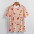 thumbnail image 3 of Autumn Harvest Maple Leaves Thanksgiving Women's T-Shirt Short Sleeve T Shirts Tops Tee Ladies Loose T, 3 of 6