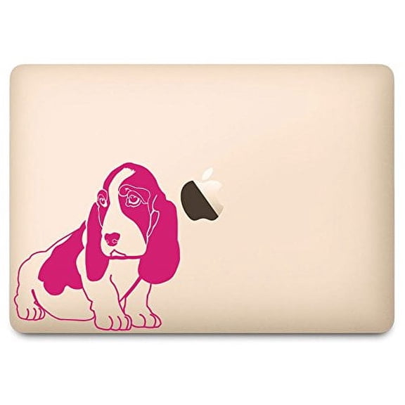 Hot Pink Basset Hound Decal for 12" Macbook