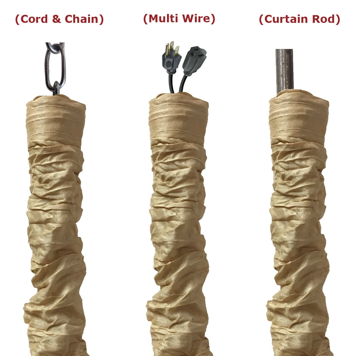 Royal Designs Timeless 4-Light Antique Gold Fabric Cord Cover