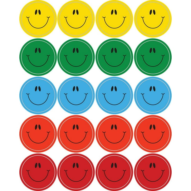 Pegatinas Carson Dellosa, caritas sonrientes, formas multicolores, 120 unidades