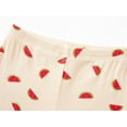 thumbnail image 5 of Beezizac Little Girls Pajamas Beige Watermelon Comfy Ribbed Jersey Short Sleeves & Pants 2- Piece PJ Set Size 6, 5 of 7