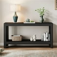 thumbnail image 2 of Euroco 59-Inch Narrow Long Console Table,Farmhouse Wood Entryway Table with 2-Tier Shelves for Living Room,Hallway,Entrance, Foyer, Behind Couch,Black, 2 of 9