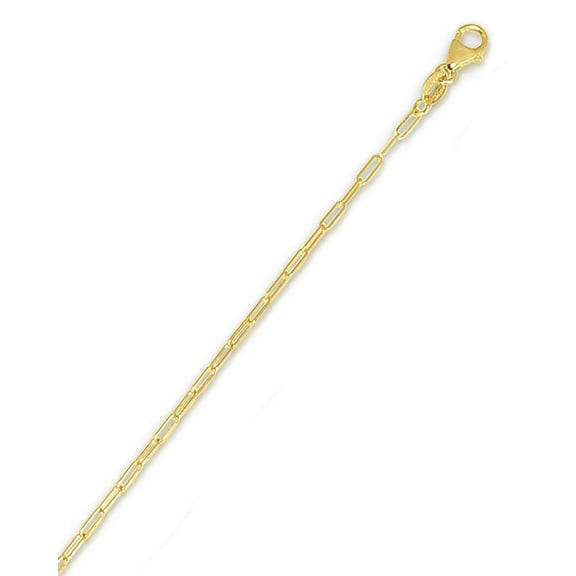 JewelStop 18K Yellow Gold Polished Finish 1.5mm Paperclip Link Chain with Lobster Clasp - 16"
