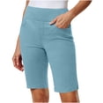 thumbnail image 2 of Casual Shorts for Women Women’s Twill Bermuda Shorts, Stretch High Waist Pull on Hiking Shorts, Summer Casual Outdoor Workout Sport Bottoms Blue 4XL, 2 of 9