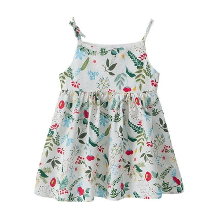

ZMHEGW Children Kid Toddler Baby Girls Cute Cartoon Print Floral Sleeveless Princess Dress Outfits Clothes