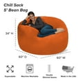 thumbnail image 2 of Chill Sack Bean Bag Chair Lounger, Microsuede Cover, Kids, Adults, 5 ft, Orange, 2 of 5