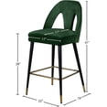 thumbnail image 6 of Maklaine Contemporary 28"H Velvet Bar Stool in Green (Set of 2), 6 of 8