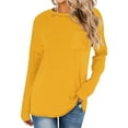 thumbnail image 2 of Fouhkni Long Sleeve Shirts for Women Crew Neck Casual Basic Tees Soft Loose Solid Color Fall Tops, 2 of 5