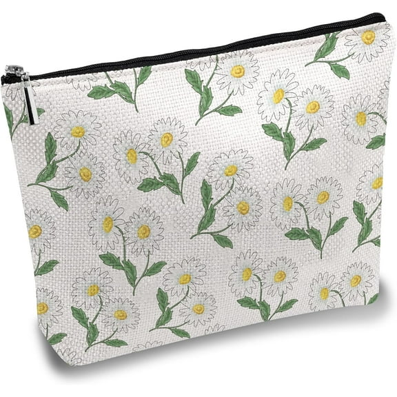 Makeup Bag Cosmetic Bag Make Up Potable Toiletry Organizer Travel Small Things Jewelry Storage Purse Pouch Pencil Case for Women Beach Leather Family 7x10 Inch April Daisy for DIY