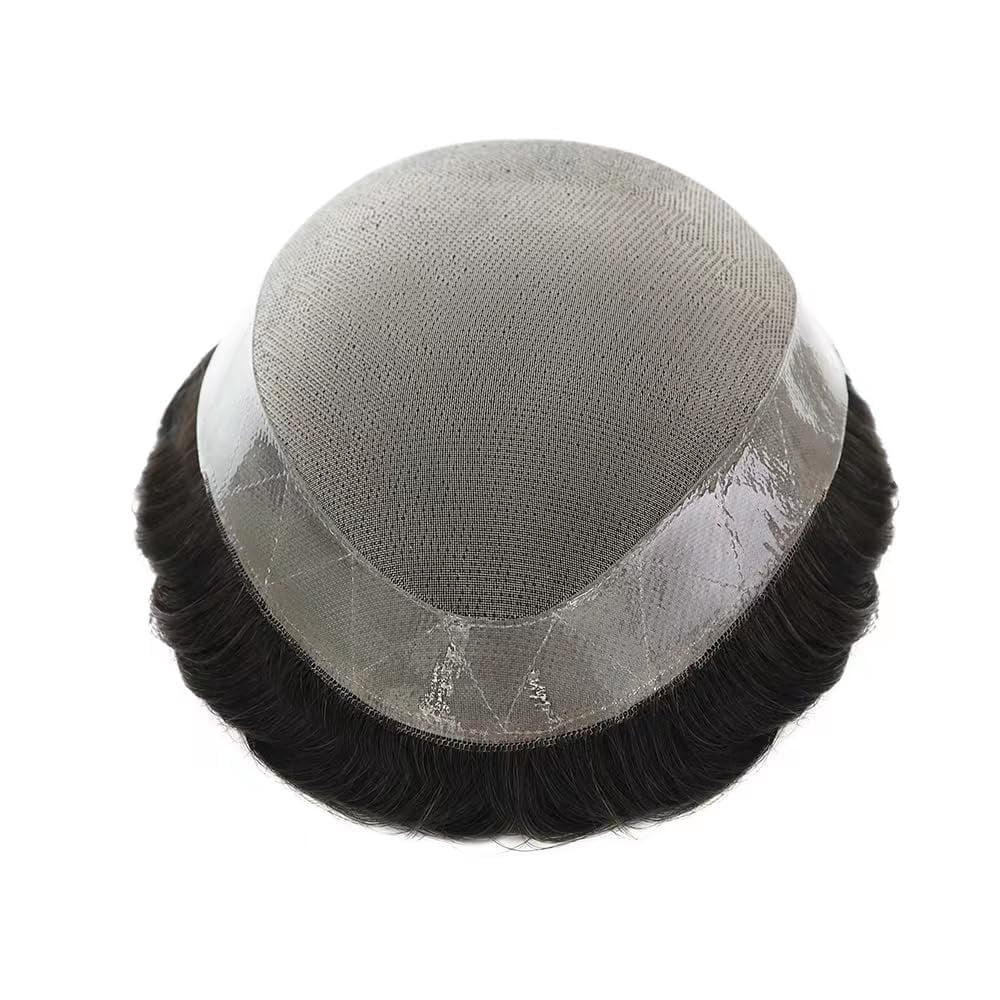 Durable Mono Base Men Toupee 100% Human Hair Hair Replacement System for Men Natural Black Invisible Hairline Man Wig